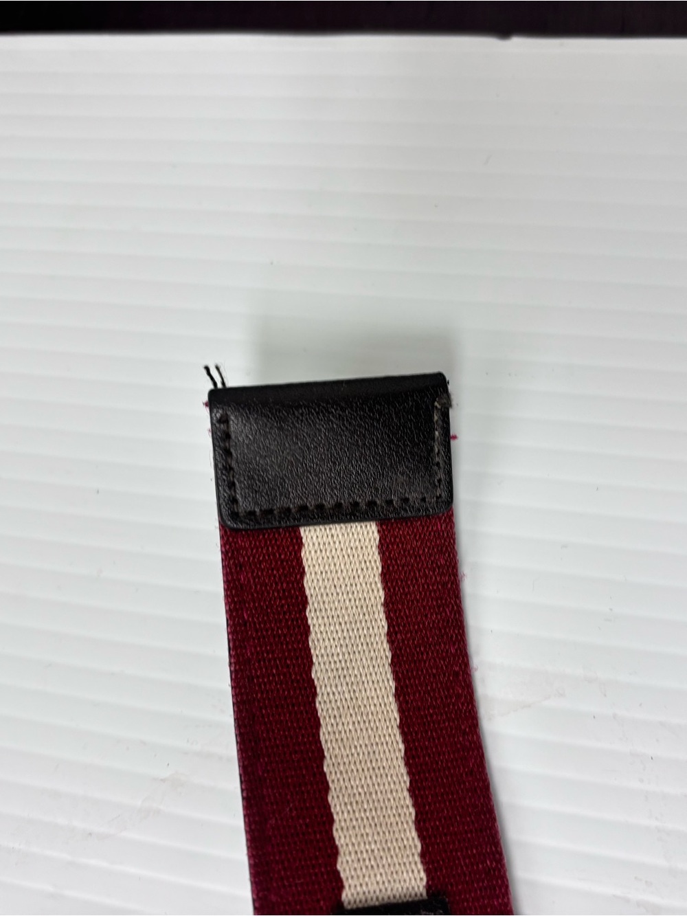 Bally Maroon and Cream Stripe Men’s Belt - Picture 11 of 12